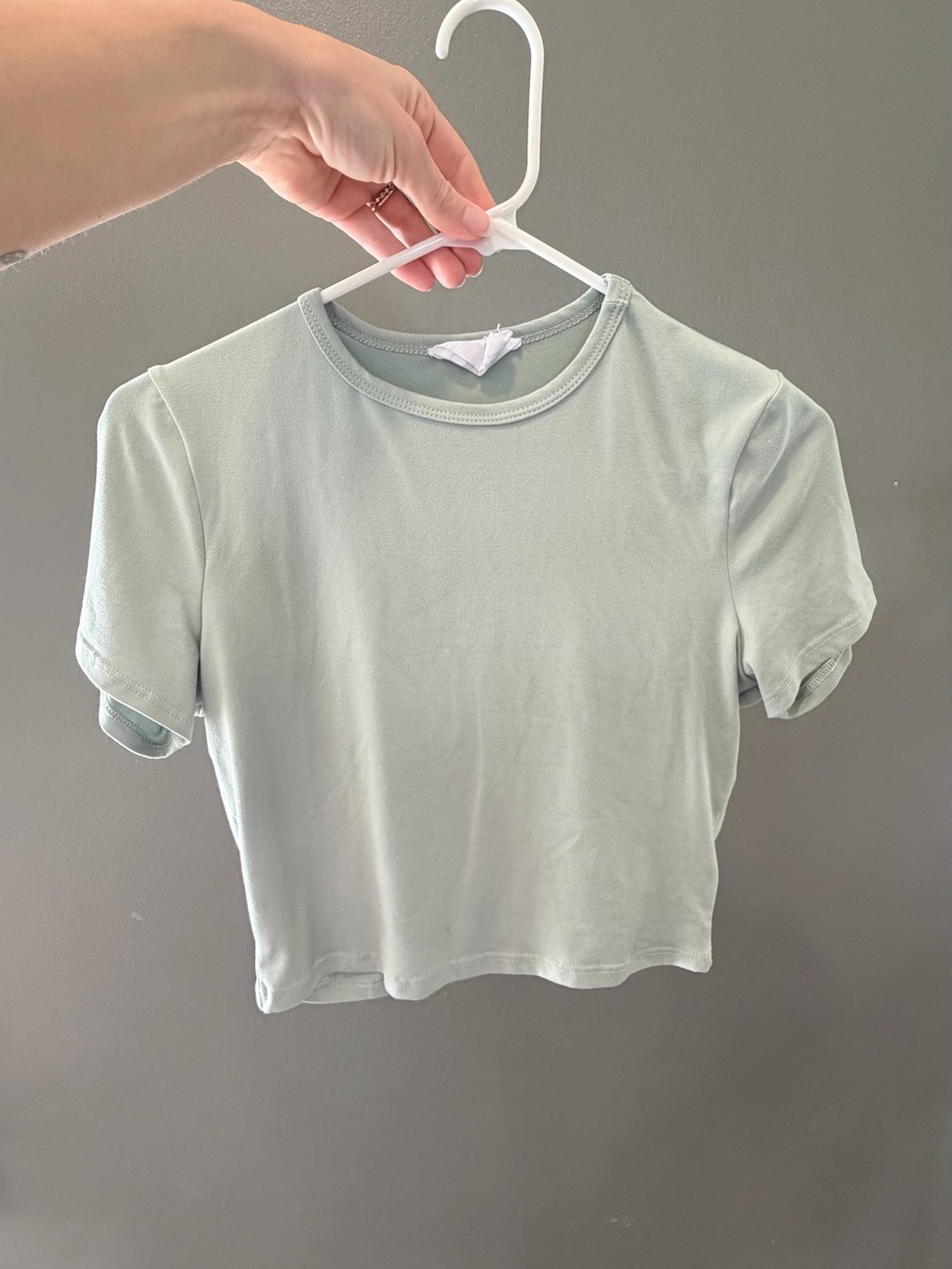 Sadie & Sage Pale Sage Cropped Crew Tee
